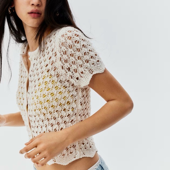 Divided Ivory Crochet Knit Top - Picture 8 of 13